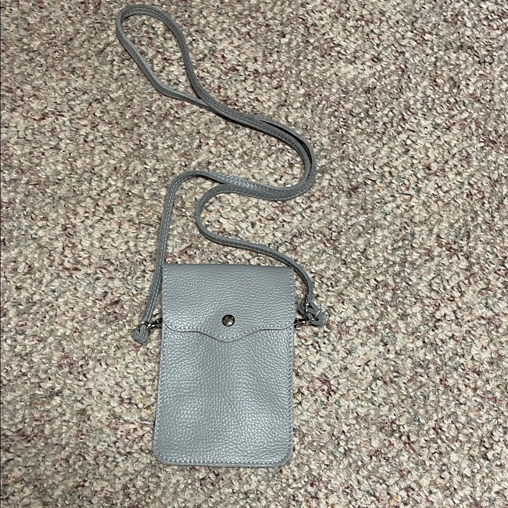 Gray leather made in Italy Crossbody Bag